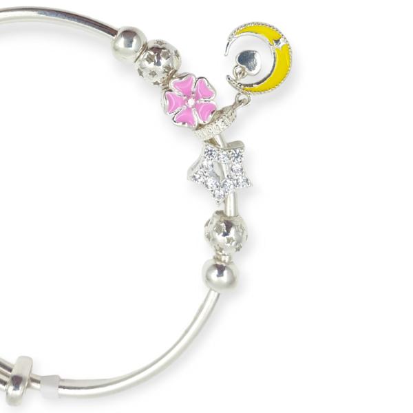 925 Sterling Silver Pandora Bracelet for Girls with Beautiful Star and Moon Design